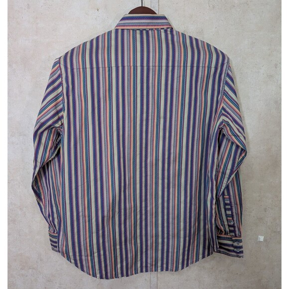 Robert Graham Shirt Mens L Multicolor Stripe Flip Cuff Long Sleeve - Picture 3 of 9